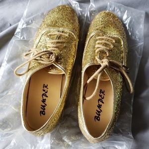 BUMPER size 5.5 Gold Glitter Sparkle Flats